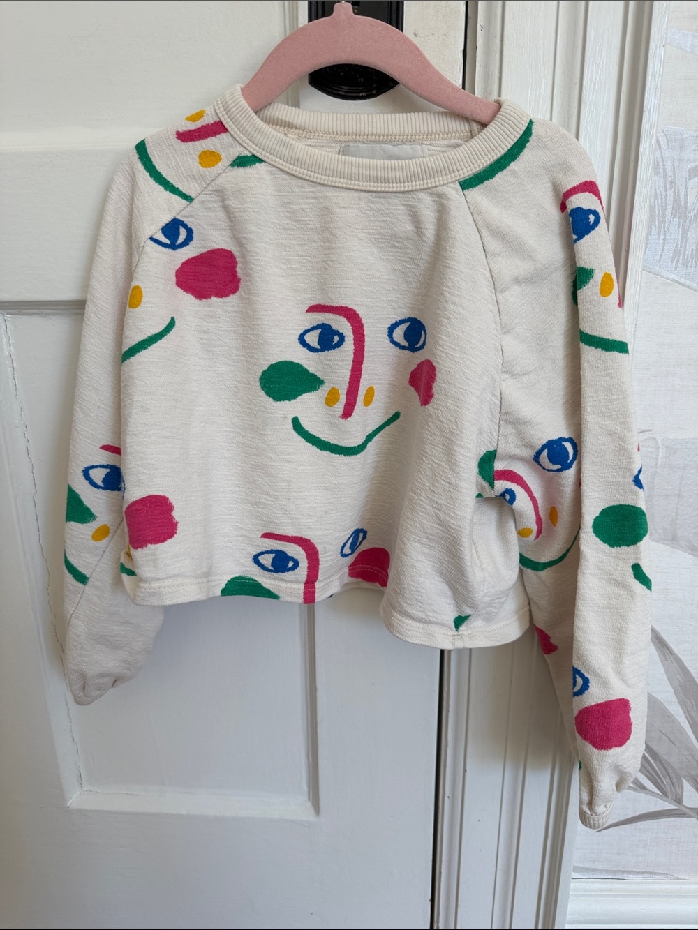 Bobo Choses Cream Lightweight Summer Sweatshirt Face Print